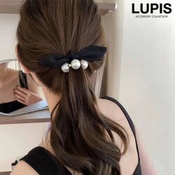 3連パール×リボンヘアゴム