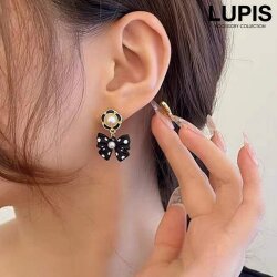 ドット柄リボンピアス