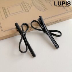 レザー調リボンヘアクリップ