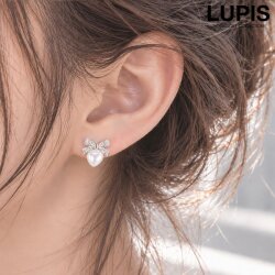 メタルリボンハートパールピアス