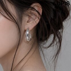 カットデザイントリプルラインフープピアス