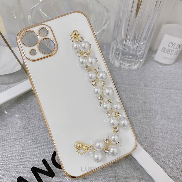 パール×ストーンハンドルiPhoneケース【iPhone13】 - 激安手帳型iPhone