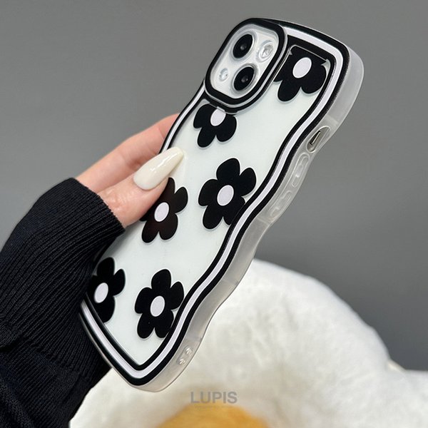 ウェーブフラワーiPhoneケース【iPhone14】 - 激安手帳型iPhoneケース