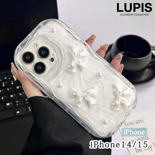 パールリボンiPhoneケース【iPhone14・iPhone15】 - iphoneケースを