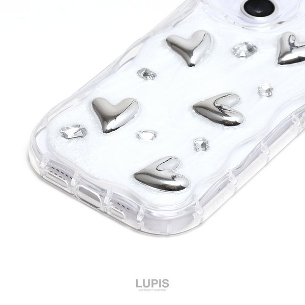 メタルハート×ビジューiPhoneケース【iPhone14・iPhone15