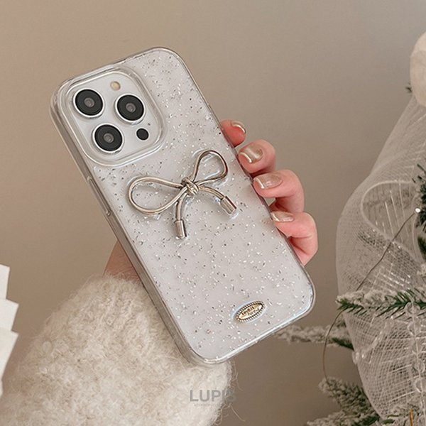 メタルリボンiPhoneケース【iPhone14・iPhone15】 - ヘアアクセサリー