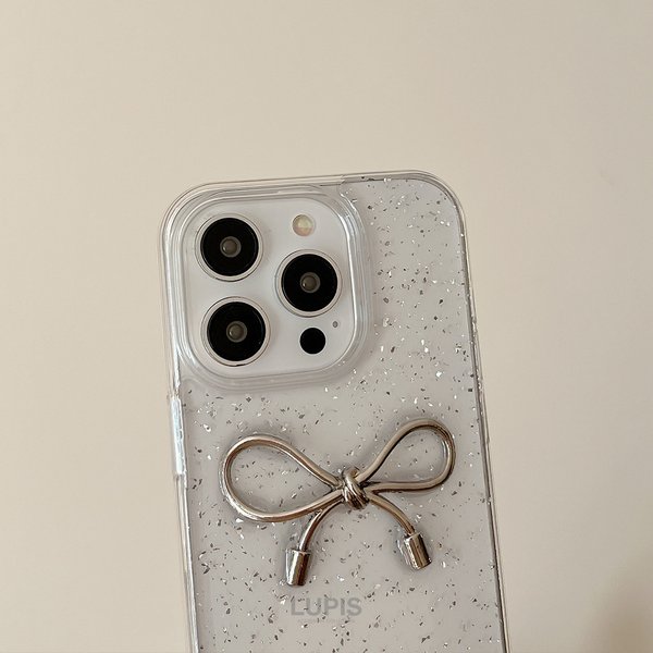メタルリボンiPhoneケース【iPhone14・iPhone15】 - ヘアアクセサリー