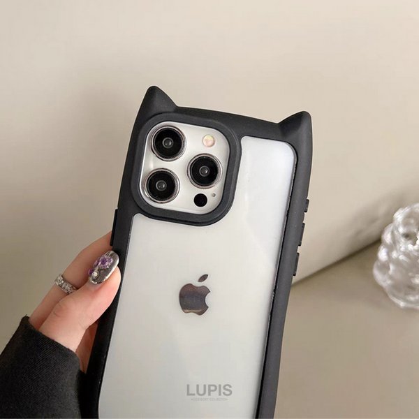 スムースマット猫耳iPhoneケース【iPhone14・iPhone15