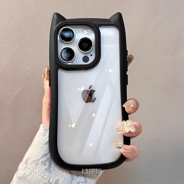 スムースマット猫耳iPhoneケース【iPhone14・iPhone15】 - iphone