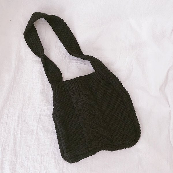 ケーブル編みニットハンドバッグ - ハンドバッグを激安で通販販売