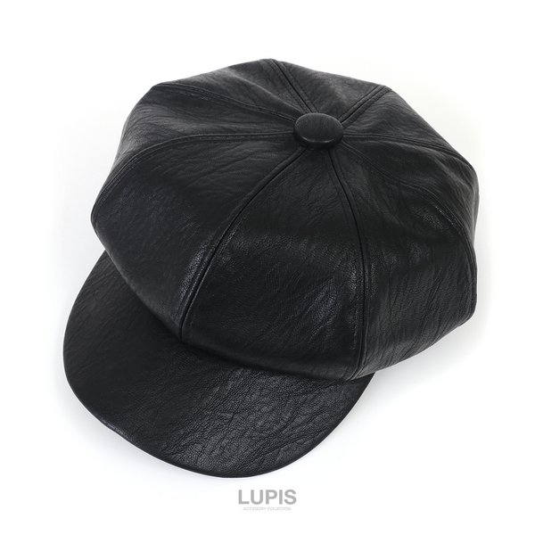 CALEEレザーキャスケット　黒 CALEE キャリー レザー キャスケット ハンチング ブラック