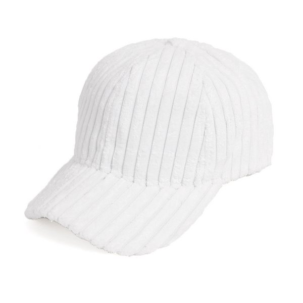 ファー付きホワイトコーデュロイ　キャップ Fabulous キャップ 帽子 fabulous コーデュロイファーフライト