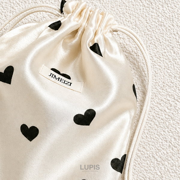 ハートドット柄巾着ポーチ-激安ファッション小物の通販販売-ルピス(LUPIS)