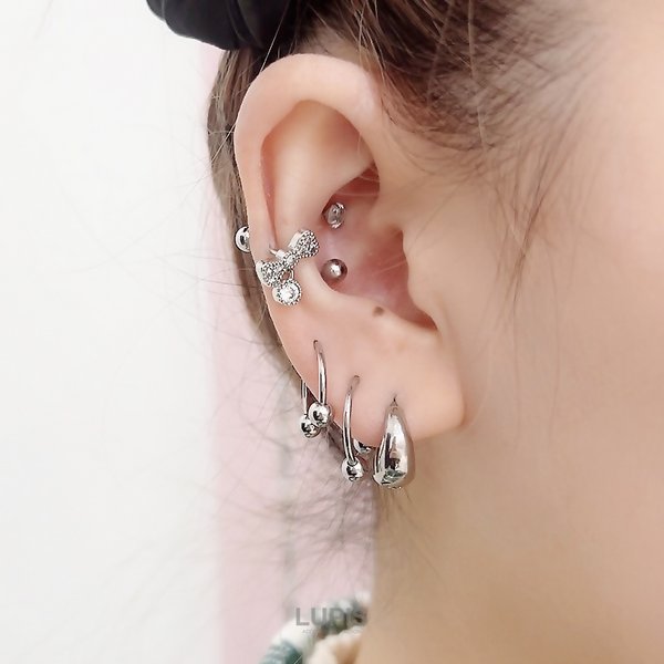 18G】シルバーシンプルサーキュラーバーベル/ボディピ/ジュエル/へそ