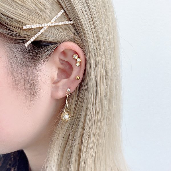 16G】ゴールドシンプルストレートバーベルボディピアス/ボディピ/軟骨 