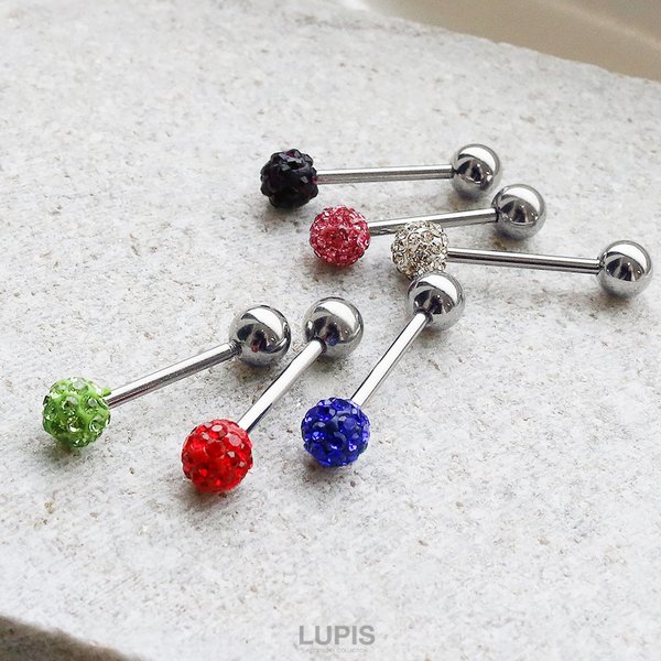 ルビー ビーズ 14個セット 14G】ラディアンスストレートバーベルボディピアス/ボディピ/軟骨