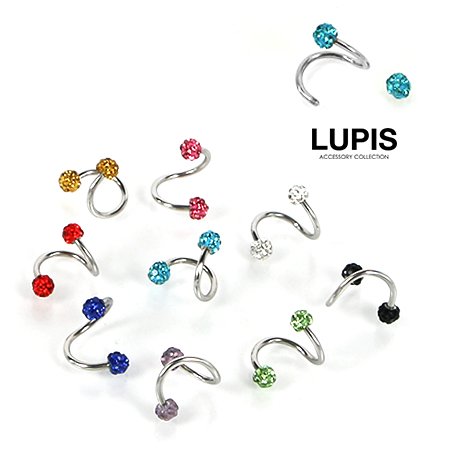 16G】カラーパヴェスパイラルバーベルボディピアス/ボディピ/軟骨