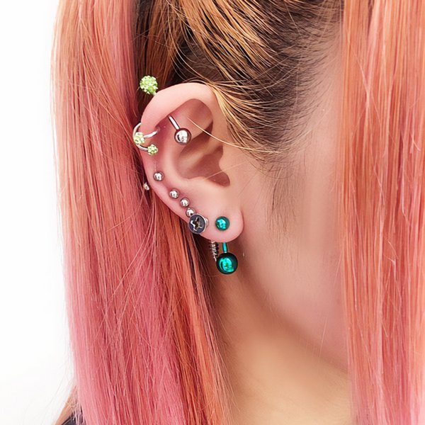 16G】カラーパヴェスパイラルバーベルボディピアス/ボディピ/軟骨