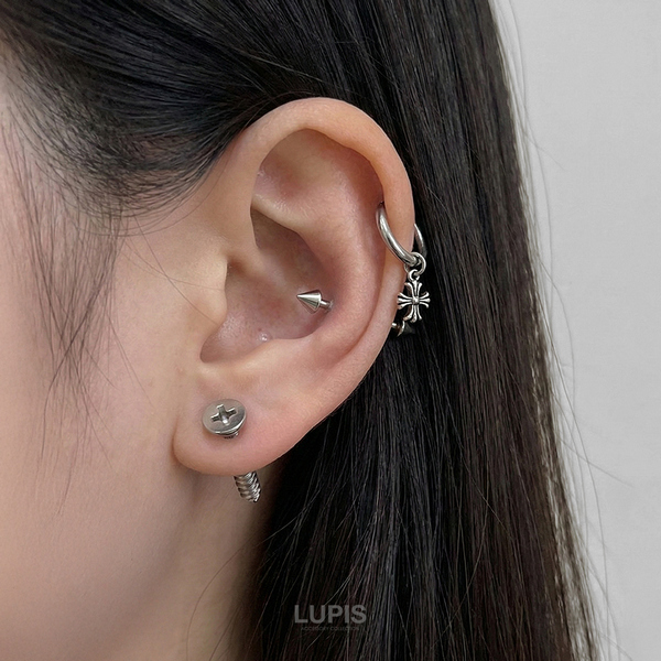 16G】ネジモチーフストレートバーベル/ボディピ/軟骨ピアス/ジュエル