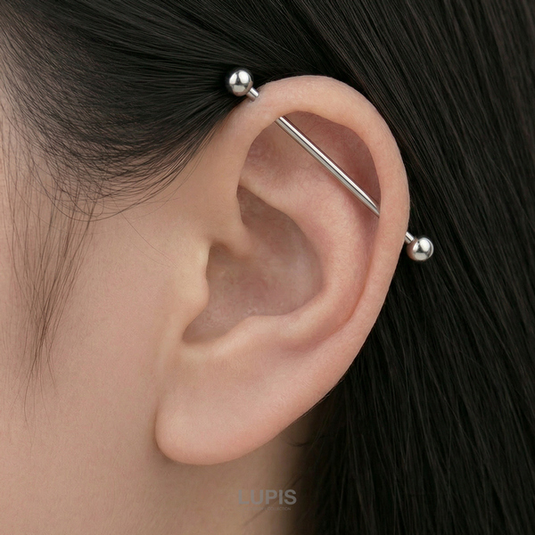 14G】カラーロングストレートバーベル/ボディピ/軟骨ピアス/アクリル