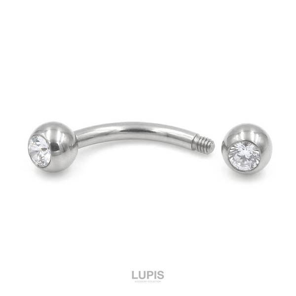 14G】ダブルジュエルバナナバーベル・へそピアス/ボディピ/ジュエル