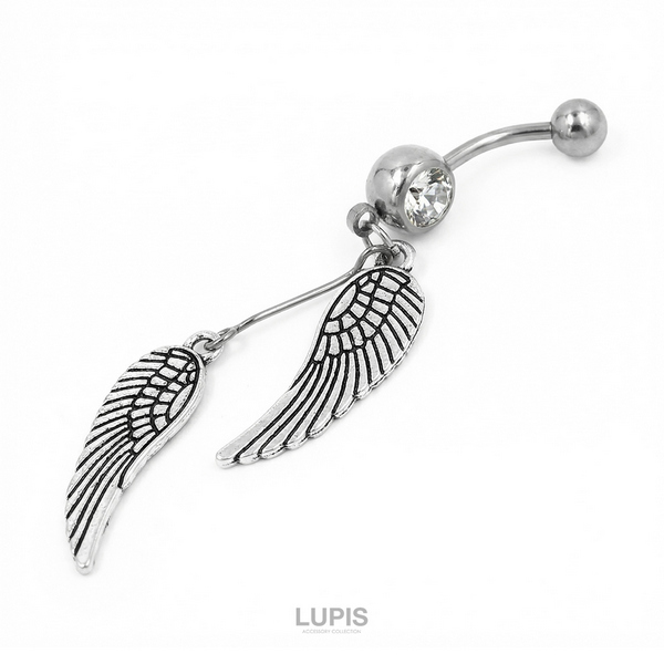 14G】ツインウイングバナナバーベルボディピアス・へそピアス/ボディピ