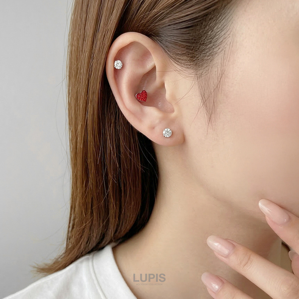 14G】パヴェカラーハートストレートバーベルボディピアス/ボディピ