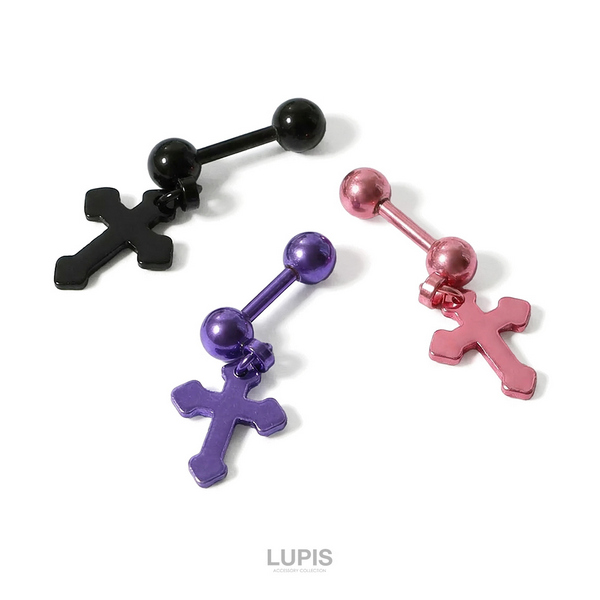 16G・18G】クロスチャームストレートバーベルボディピアス/ボディピ