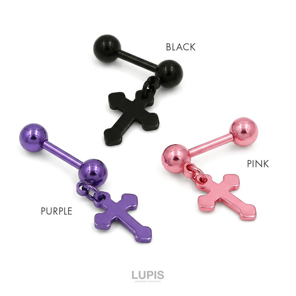 16G・18G】クロスチャームストレートバーベルボディピアス/ボディピ