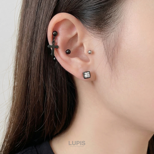 16G・18G】クロスチャームストレートバーベルボディピアス/ボディピ