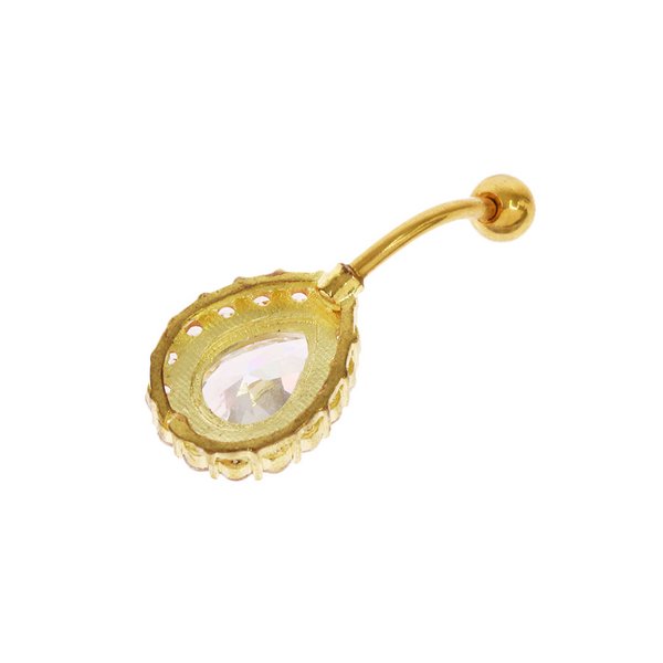 14G】ティアドロップジュエルバナナバーベルボディピアス・へそ
