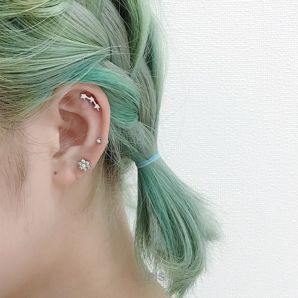 16G】シンプルストーンストレートバーベルボディピアス/ボディピ