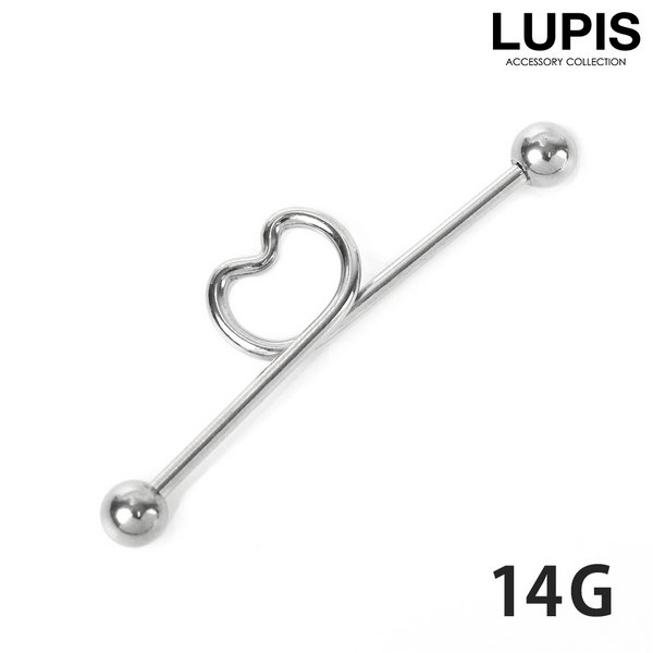 14g ハートインダストリアルロングバーベルボディピアス ボディピ ストーン へそピアス ヘソピ ボディピアス激安通販 ルピス
