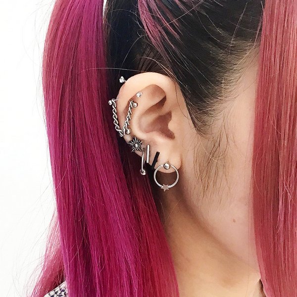 14G】シンプルストーンバナナバーベルボディピアス・へそピアス/バナナ