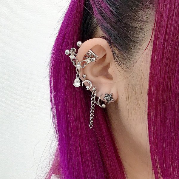 18G】チェーンバナナバーベルボディピアス/バナナバーベル/チェーン