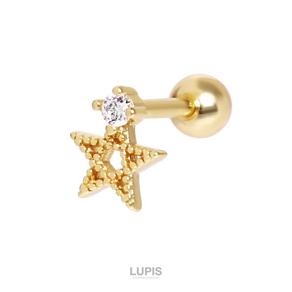 16G】ワンポイントスターストレートバーベルボディピアス/ストレート