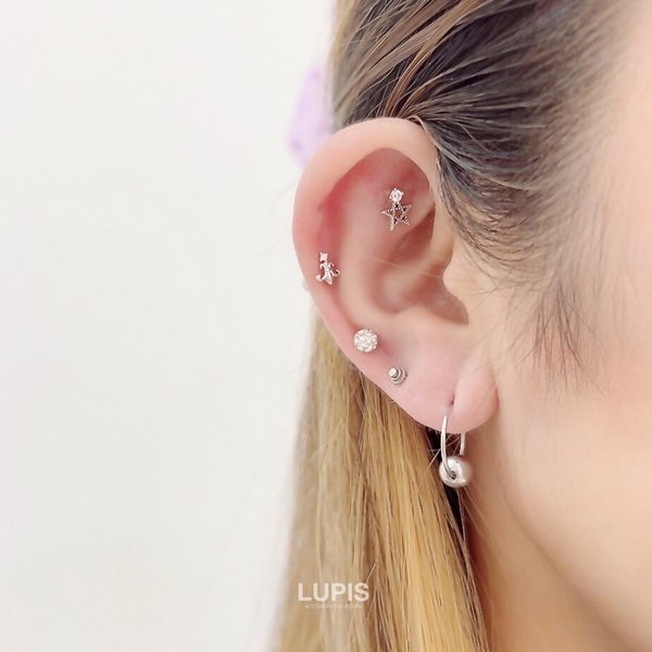 16G】パヴェストーンストレートバーベルボディピアス/ストレート