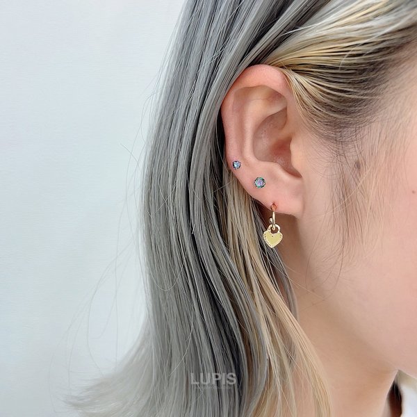 16G】レインボーダークストーンストレートバーベルボディピアス