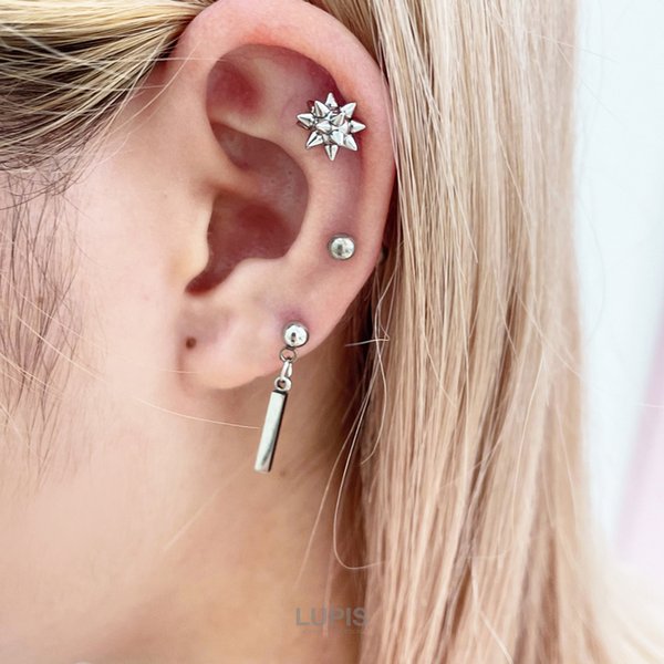 18G】スクエアバーストレートバーベルボディピアス/ストレートバーベル