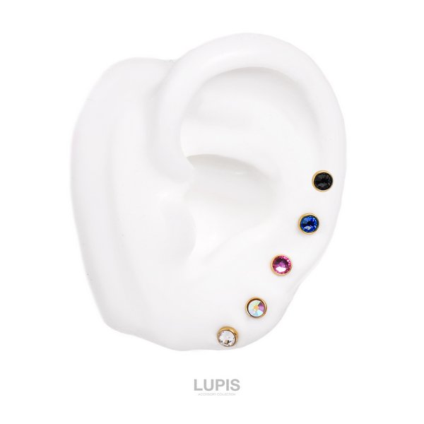 18G】カラージュエルゴールドストレートバーベルボディピアス