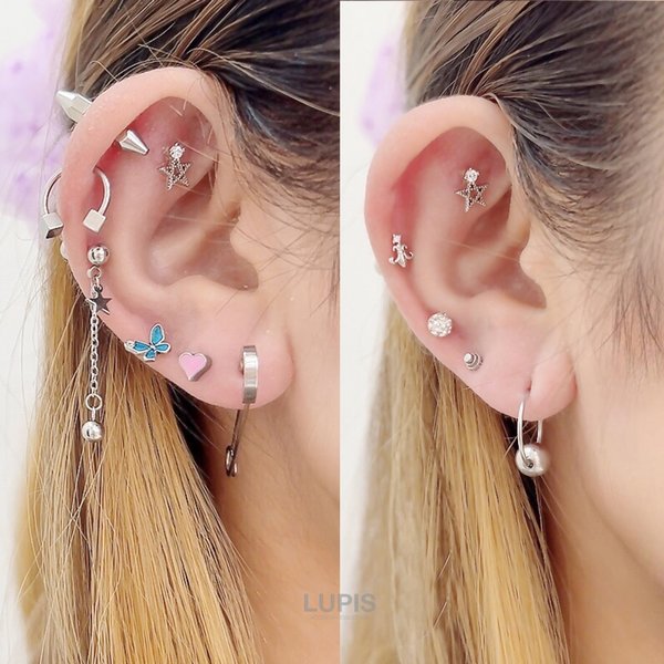 16G】バラエティスパイクストレートバーベルボディピアス/ストレート