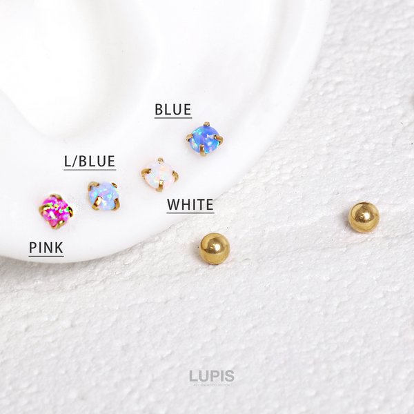 16G】オーロラカラーストーンストレートバーベルボディピアス