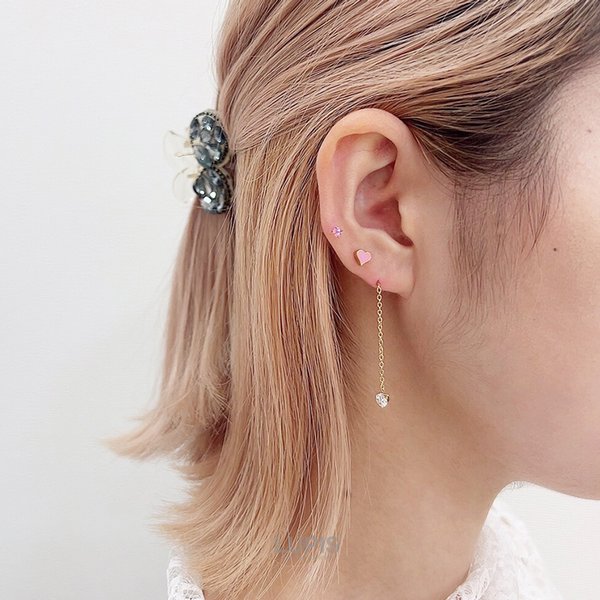 16G】ポップハートストレートバーベルボディピアス/ストレートバーベル