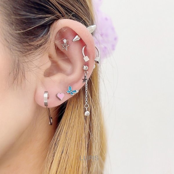 16G】ポップハートストレートバーベルボディピアス/ストレートバーベル