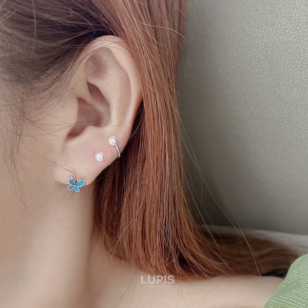 16G】パールスパイラルバーベルボディピアス/スパイラルバーベル/軟骨