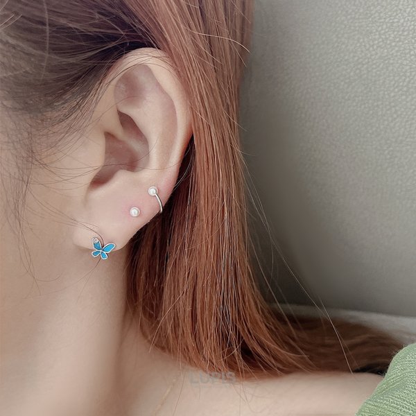 16G】パールスパイラルバーベルボディピアス/スパイラルバーベル/軟骨