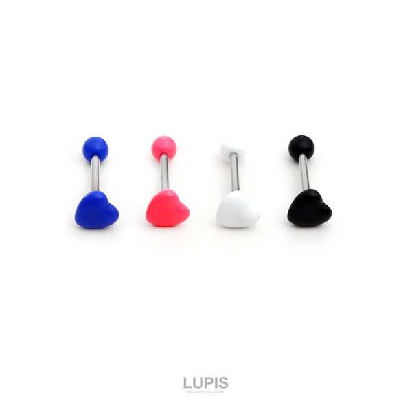 14G】ぷっくりハートストレートバーベルボディピアス - ボディピアスを