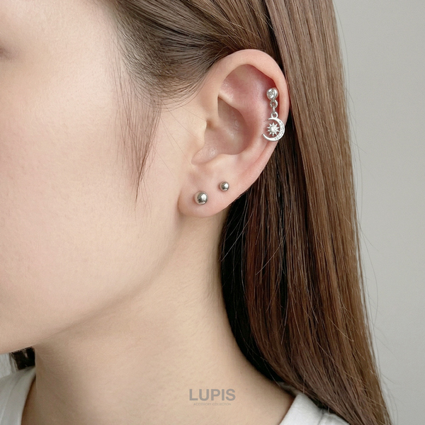 16G】クロス×ムーンストレートバーベルボディピアス - ボディピアスを