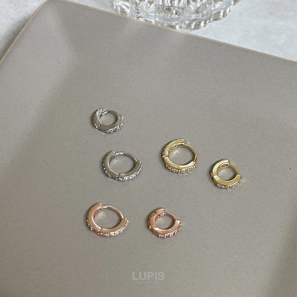 e.m. ジルコニア3粒フープピアス SILVER925ジルコニア3粒フープピアス/レディース/メンズ/ギフト