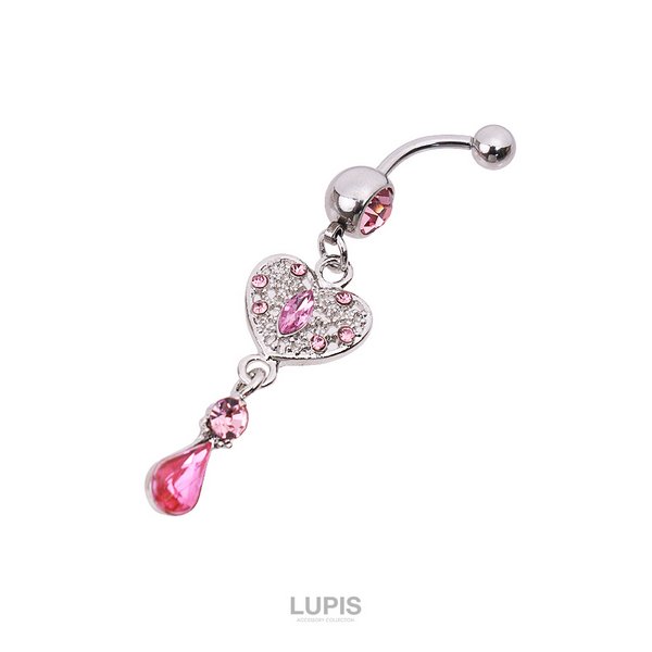 ハートティアドロップ＆ジュエルバナナバーベル14Gボディピアス・へそ